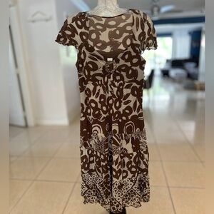 Signature by Sangria Brown and Cream Dress